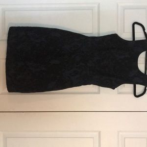 Cute black lace and blue dress!